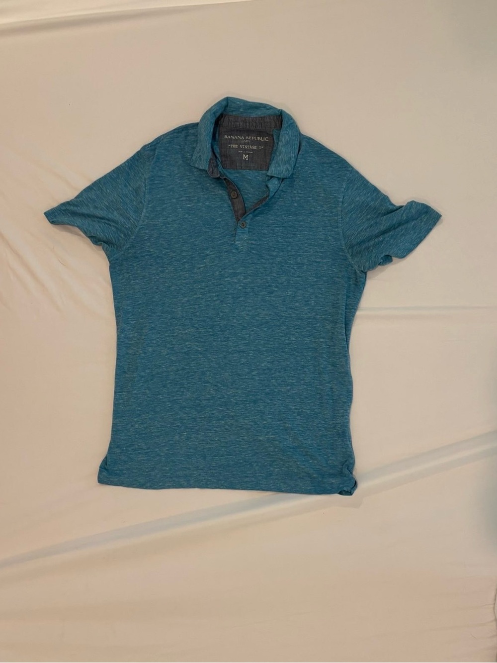 Banana Republic Men's Heather Teal Polo - Blue